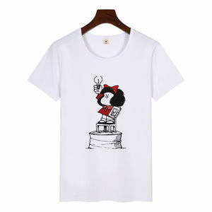 Cartoon Cute Toda Mafalda Print T Shirt 2019 Women Short Sleeve Tops Girls Casual Kawaii T-shirts Fashion O-neck Tshirt Harajuku