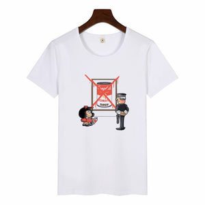 Cartoon Cute Toda Mafalda Print T Shirt 2019 Women Short Sleeve Tops Girls Casual Kawaii T-shirts Fashion O-neck Tshirt Harajuku