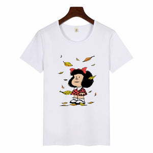 Cartoon Cute Toda Mafalda Print T Shirt 2019 Women Short Sleeve Tops Girls Casual Kawaii T-shirts Fashion O-neck Tshirt Harajuku